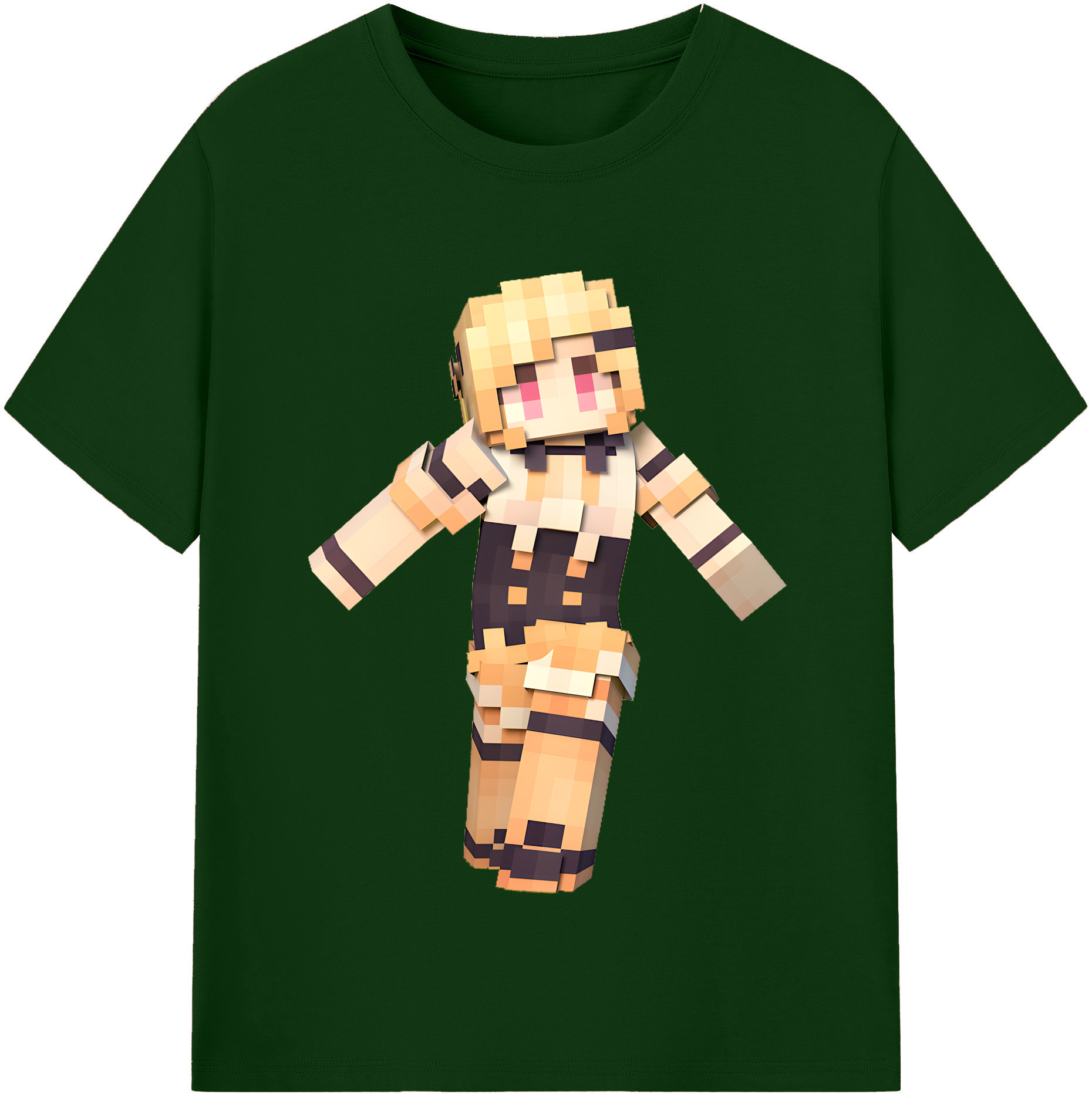 （画像用） マインクラフト ブロックの世界 Minecraft MC Block world 綿100％半袖Tシャツ（フロントプリント）